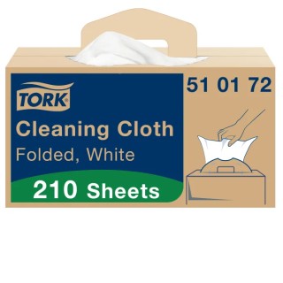 Tork White Non-Woven Fabric Cloths for Multi Purpose Cleaning, Dry Use, 41.5 x 35.5 cm, Box of 210, 510172