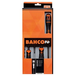 Bahco Screwdriver Set, Phillips and Slotted Tips, 4-Piece, Standard Type, B219.004