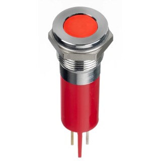 RS PRO Red Panel Mount Indicator, 12V DC, 20mA, Solder Lug, Flush Bezel, IP67 124-6395