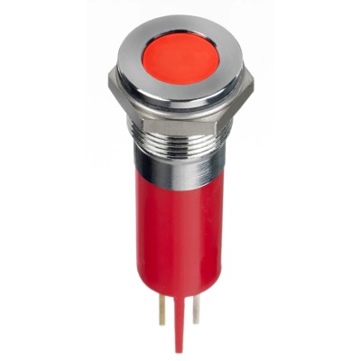 RS PRO Red Panel Mount Indicator, 12V DC, 20mA, Solder Lug, Flush Bezel, IP67 124-6395