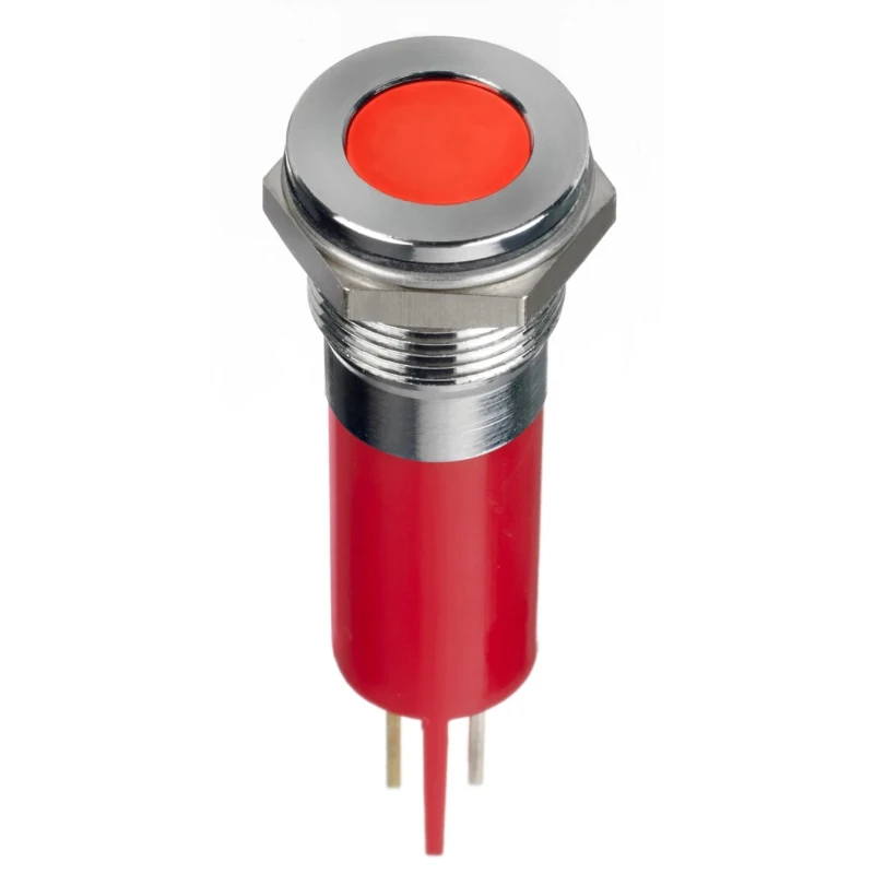 RS PRO Red Panel Mount Indicator, 12V DC, 20mA, Solder Lug, Flush Bezel, IP67 124-6395