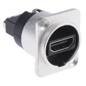 RS PRO 2 Way Straight Female Feedthrough HDMI Connector 38.5 mm, Panel Mount, 40V, Nickel Zinc, 124-6388