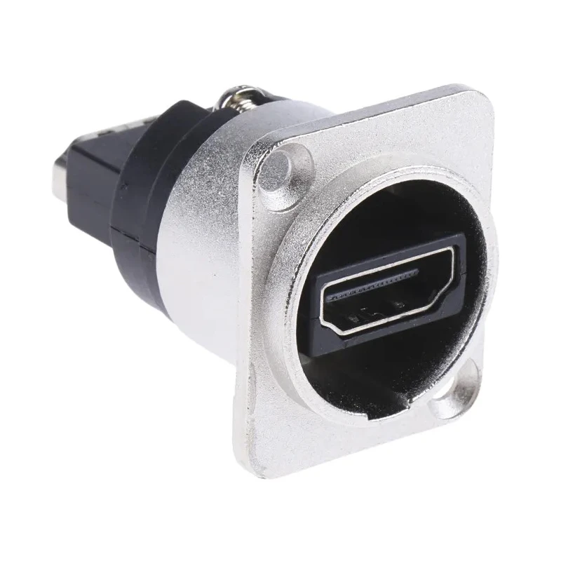 RS PRO 2 Way Straight Female Feedthrough HDMI Connector 38.5 mm, Panel Mount, 40V, Nickel Zinc, 124-6388