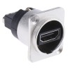 RS PRO 2 Way Straight Female Feedthrough HDMI Connector 38.5 mm, Panel Mount, 40V, Nickel Zinc, 124-6388