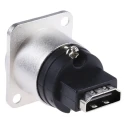 RS PRO 2 Way Straight Female Feedthrough HDMI Connector 38.5 mm, Panel Mount, 40V, Nickel Zinc, 124-6388