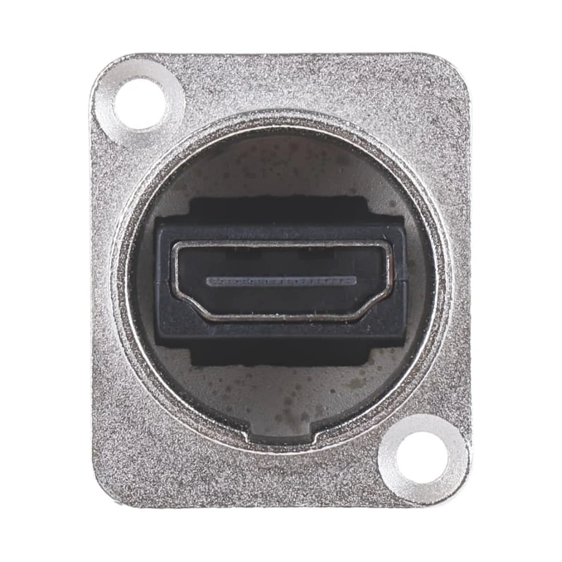 RS PRO 2 Way Straight Female Feedthrough HDMI Connector 38.5 mm, Panel Mount, 40V, Nickel Zinc, 124-6388