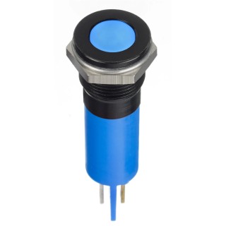RS PRO Blue Panel Mount Indicator, 12V DC, 20mA, Solder Lug, Flush Bezel, IP67 124-6416