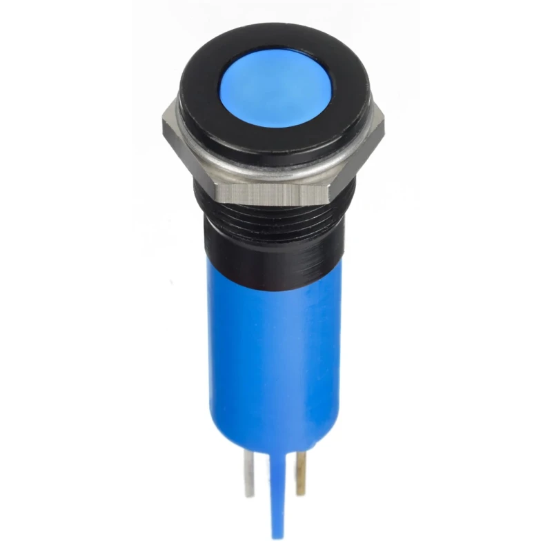 RS PRO Blue Panel Mount Indicator, 12V DC, 20mA, Solder Lug, Flush Bezel, IP67 124-6416