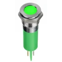 RS PRO Panel Mount Indicator, Green, Flush Bezel, 24V DC, 20mA, Solder Lug, IP67, 12mm Mount Hole 124-6402