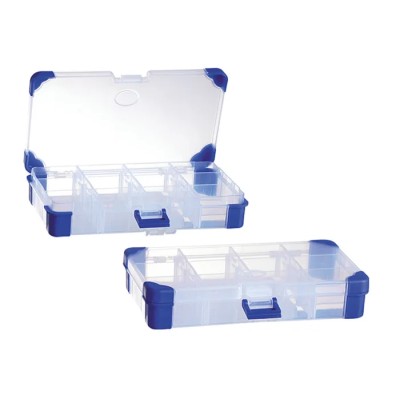 RS PRO Adjustable Compartment Box 12 Compartments Red Polypropylene Transparent Lid 30x200x110mm 124-6590
