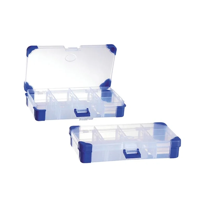 RS PRO Adjustable Compartment Box 12 Compartments Red Polypropylene Transparent Lid 30x200x110mm 124-6590