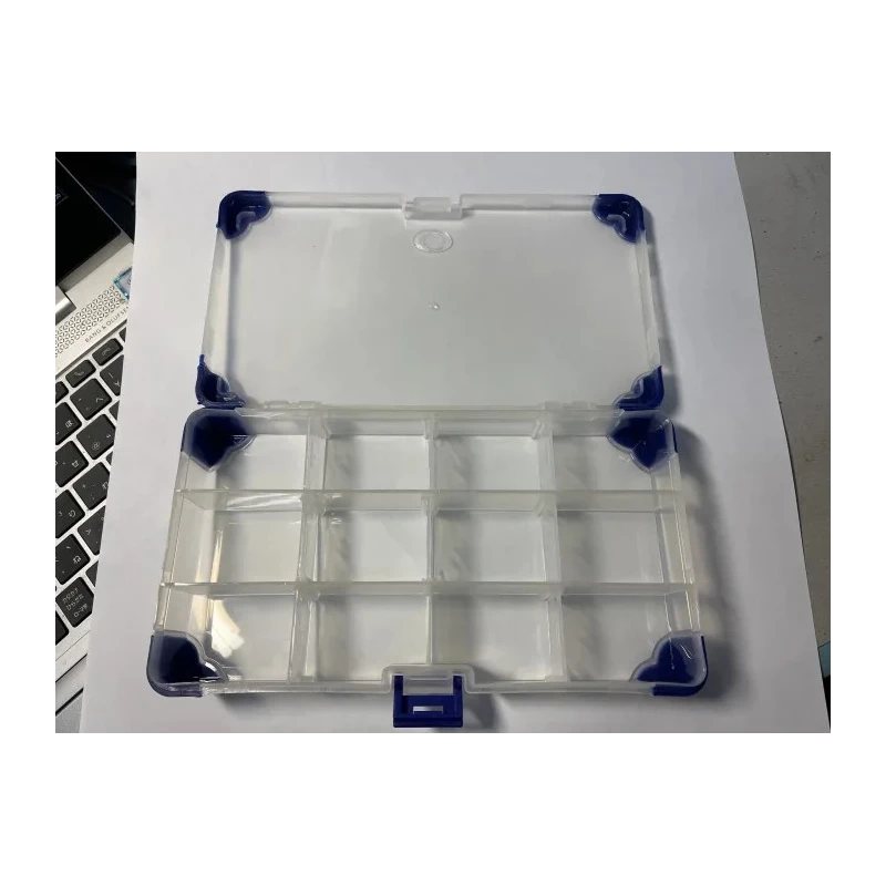 RS PRO Adjustable Compartment Box 12 Compartments Red Polypropylene Transparent Lid 30x200x110mm 124-6590