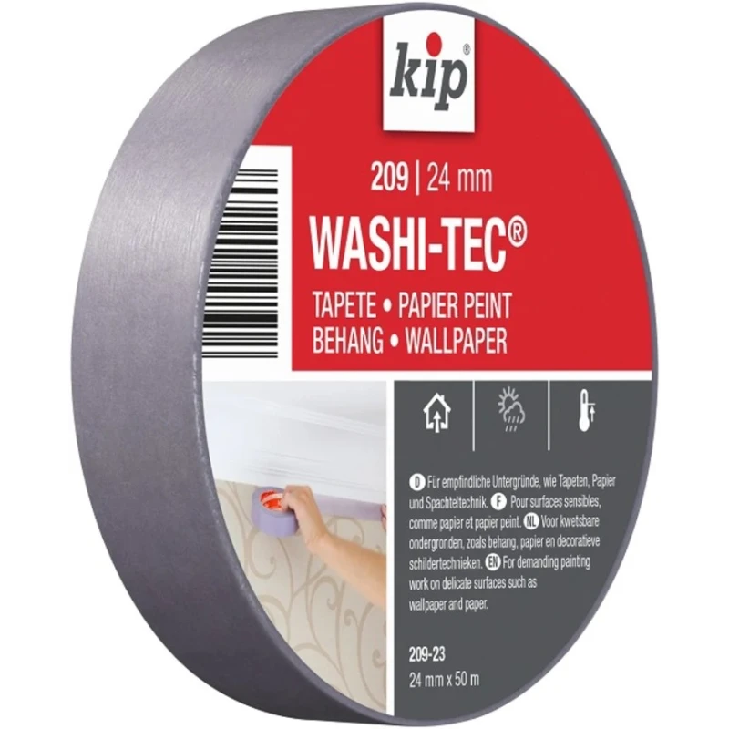 KIP Silver Washi Tec Low Tack Masking Tape 24mm x 50m, Acrylic Adhesive, Paper Backing, 209-23, 223499