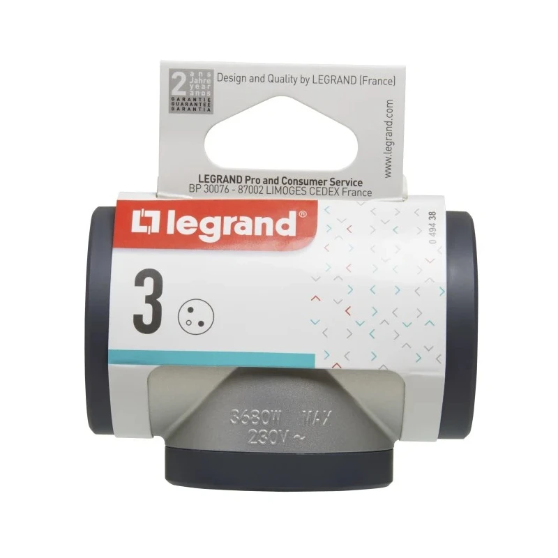 Legrand Multi-Outlet Plug 16A France/Germany/Belgium, Plug-in Plastic, Type E, 049438