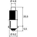 Marl Blue Indicator Lamp, Single Chip, BA9 Base, 4.9 mm Diameter, 120° Viewing Angle, 100000h Life, 215-930-21-38
