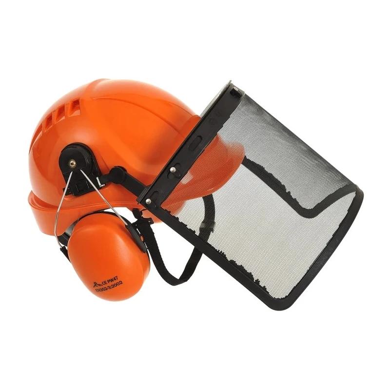 Portwest Black ABS Face Shield with Chin Guard, Heat Resistant, Latex Free, Flip-Up, Orange Frame, 124-8247
