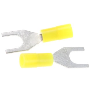 RS PRO DSNY Insulated Crimp Spade Connector, 26 AWG–22 AWG, M3.5 Stud Size Nylon, Yellow 239-4183