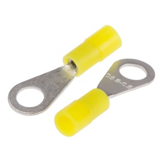 RS PRO DRNY Insulated Ring Terminal, Nylon, M3.5 Stud, 26–22 AWG Wire, Yellow 239-4127
