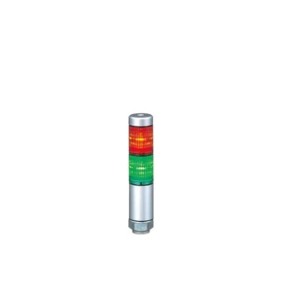 Patlite MPS Series Signal Tower, 2 Lights, LED, No Sounder, 24V AC/DC, Direct Mount, Silver, MPS-202-RG
