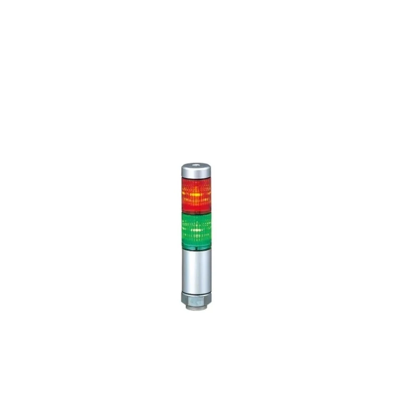 Patlite MPS Series Signal Tower, 2 Lights, LED, No Sounder, 24V AC/DC, Direct Mount, Silver, MPS-202-RG