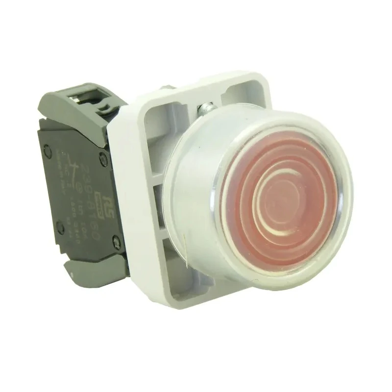 RS PRO Push Button Switch Panel Mount, 23 mm Cutout, Red, SPST, Flush Head, Chrome Plated Zamak, IP65 ECX1
