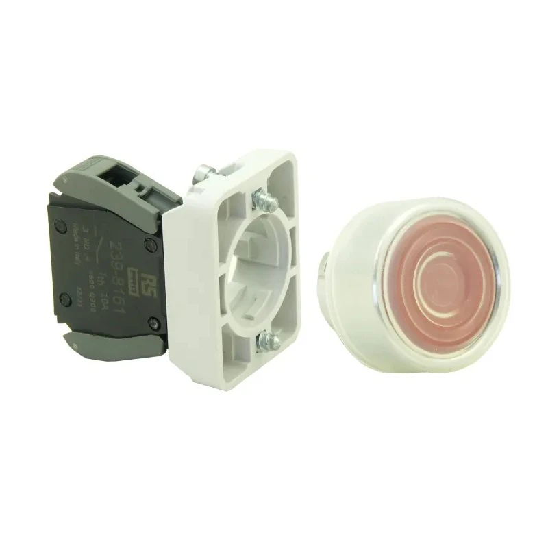RS PRO Push Button Switch Panel Mount, 23 mm Cutout, Red, SPST, Flush Head, Chrome Plated Zamak, IP65 ECX1