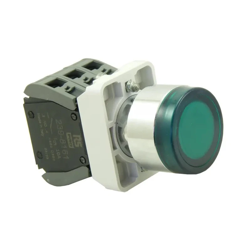 RS PRO Illuminated Push Button Switch, Momentary, Green, 1 NO/1 NC, 23mm, Panel Mount, IP65 Protection ECX1 Series 239-8194