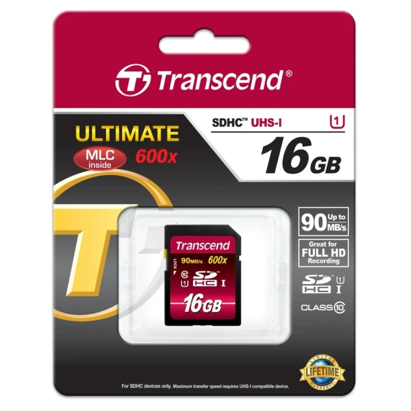 Transcend 16GB SDHC SD Card UHS-I U1 Class 10, MLC NAND, TS16GSDHC10U1