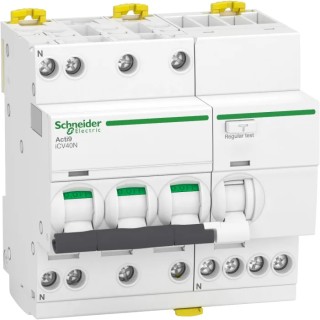 Schneider Electric Residual Current Circuit Breaker with Overload Protection, 32A, 3-Pole, 30mA Trip, DIN Rail A9DX3732
