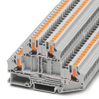 Phoenix Contact Double Level Terminal Block, Grey, 4mm², 2-Level, Push-in, 800V, 28A, PTTBV Series, 1088737