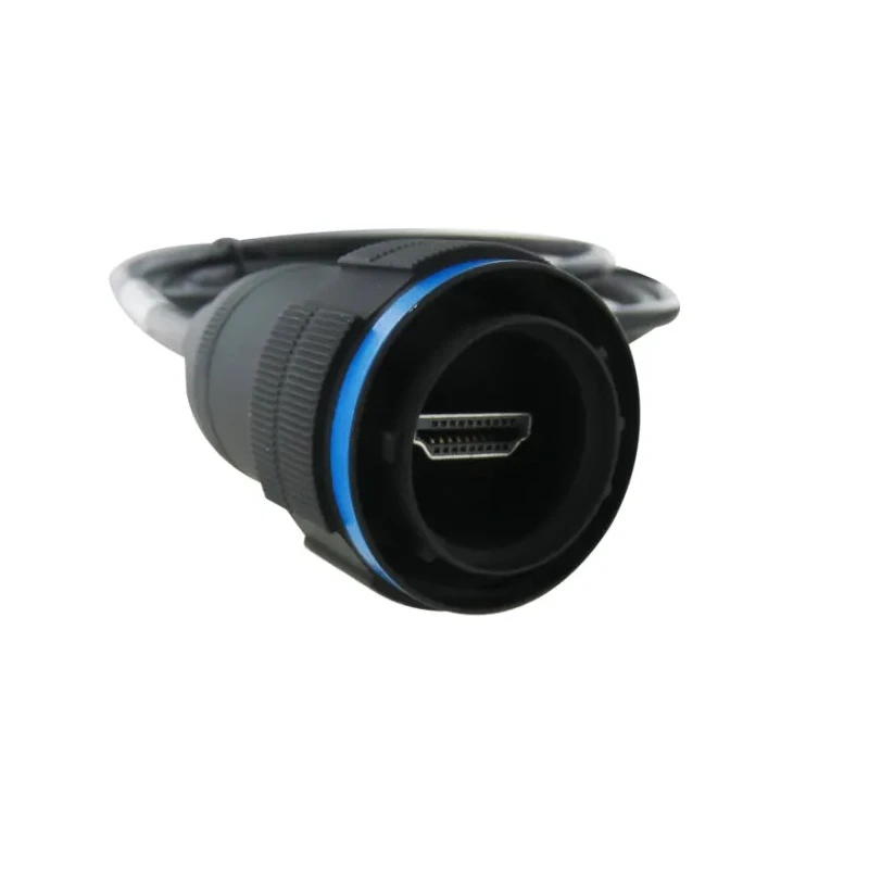 Amphenol Socapex 19 Way Straight Male HDMI Connector, Aluminium, Cadmium Plated, Nut Mount, HDMIFTV6AG