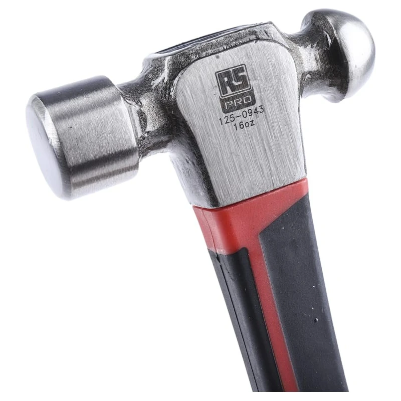 RS PRO Carbon Steel Head Ball-Pein Hammer with Fibreglass Handle, 450 g 125-0943