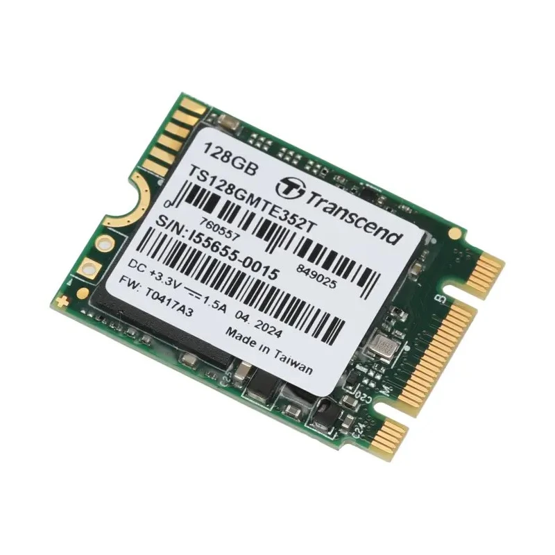 Transcend M.2 Internal SSD 128GB PCIe NVMe Gen 3 x2, TLC, Single-Sided, 2230-S3-B-M, 30x22x2.38mm MTE352T