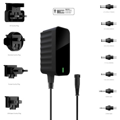 Friwo AC/DC Adapter 10W 5V DC Output EDV1960972RS, Interchangeable Plug, US/Australia/EU/UK