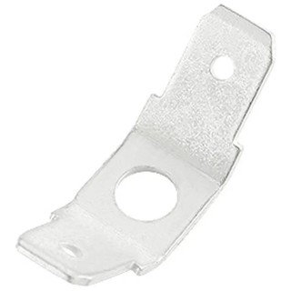 RS PRO Silver Uninsulated Male Spade Connector, Stud Termination, Angled, Brass, Tin Plated, 6.35 x 0.8 mm Tab Size 125-1989