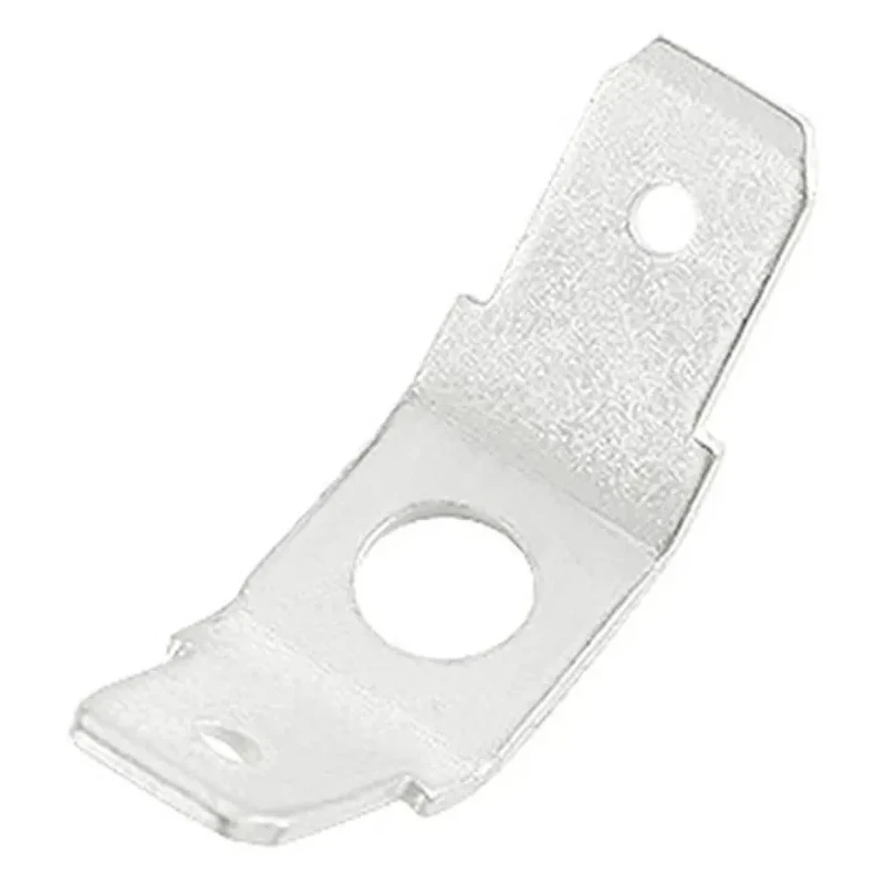 RS PRO Silver Uninsulated Male Spade Connector, Stud Termination, Angled, Brass, Tin Plated, 6.35 x 0.8 mm Tab Size 125-1989