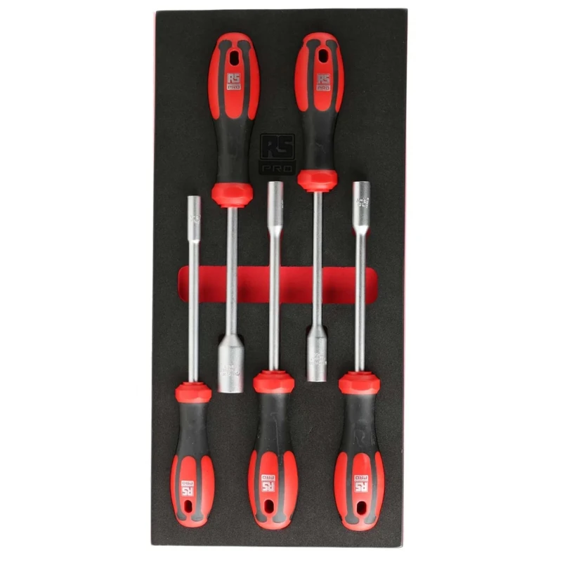 RS PRO Hexagon Nut Driver Set VDE/1000V Approved, 5 Piece, Chrome Vanadium Steel, 125 mm Blade 125-3062