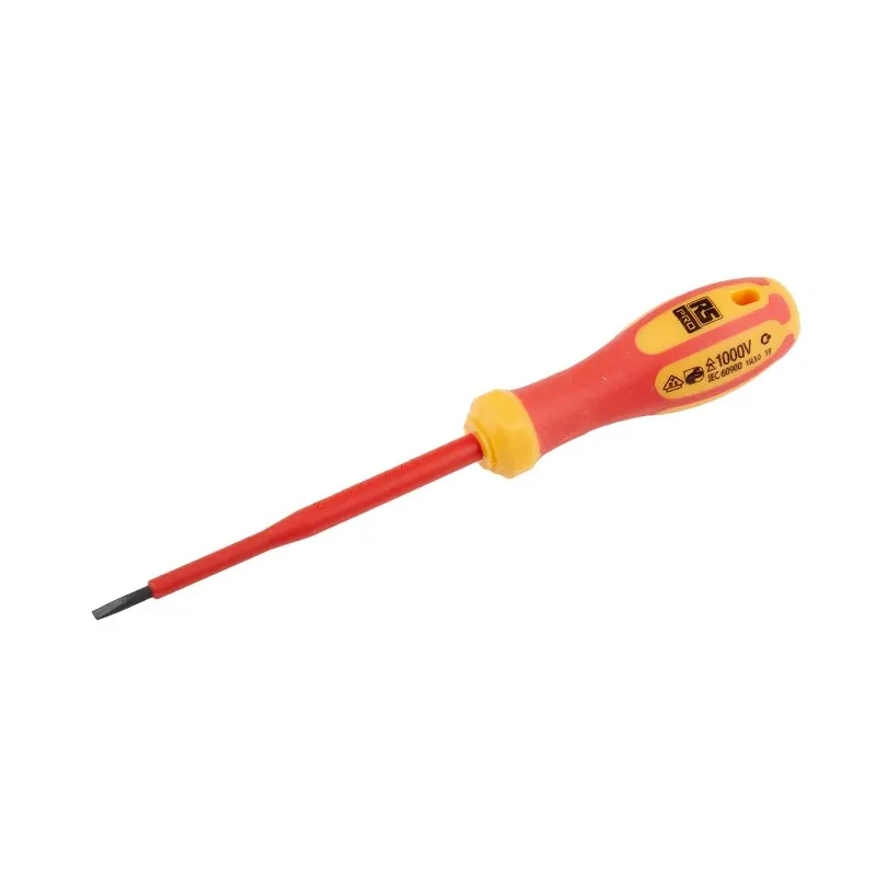 RS PRO Insulated Slotted Screwdriver 100 mm Blade, VDE 1000V Approved, Ergonomic Handle, 125-3079