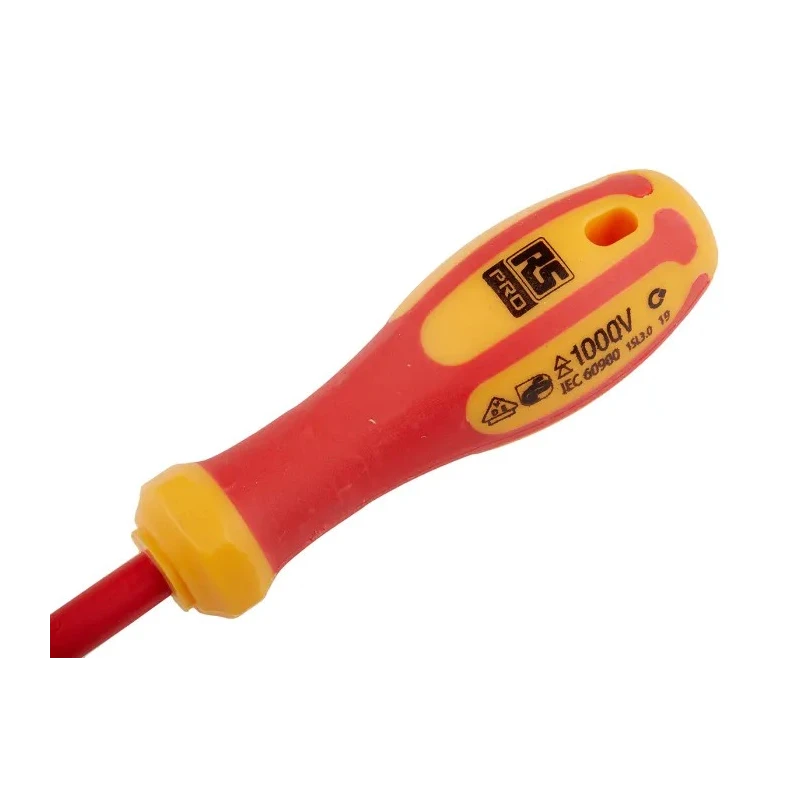 RS PRO Insulated Slotted Screwdriver 100 mm Blade, VDE 1000V Approved, Ergonomic Handle, 125-3079