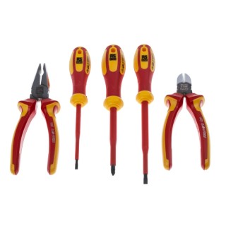 RS PRO 5-Piece Insulated Cutter & Plier Set 125-3096, Chrome Vanadium Steel, VDE/1000V Approved