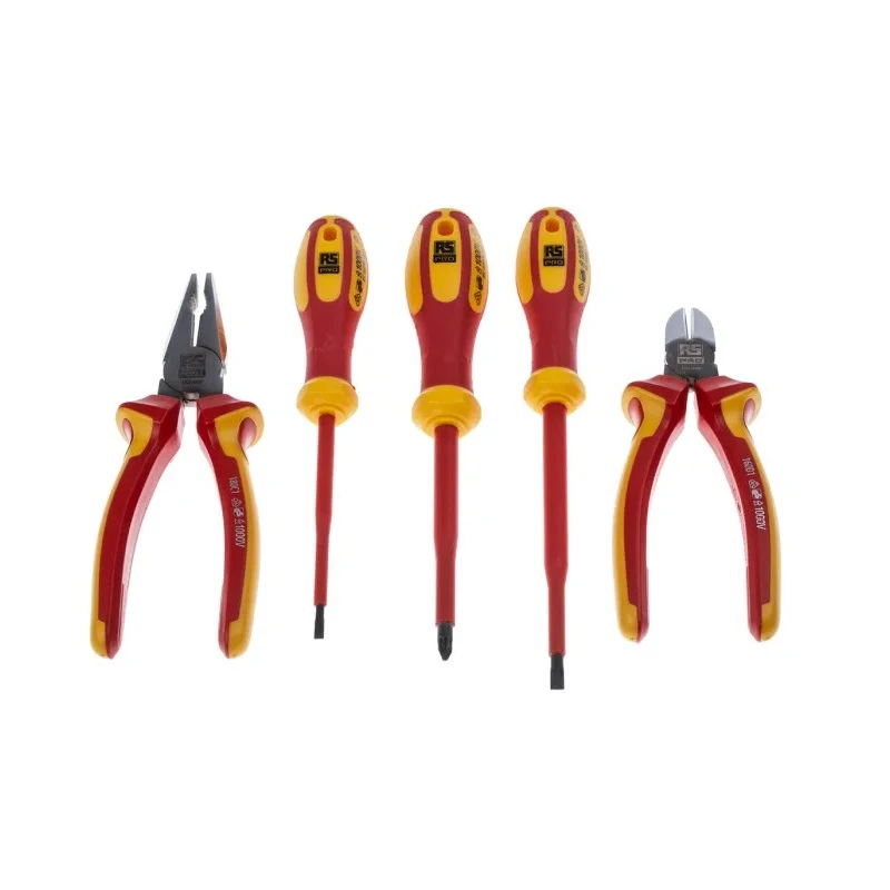 RS PRO 5-Piece Insulated Cutter & Plier Set 125-3096, Chrome Vanadium Steel, VDE/1000V Approved
