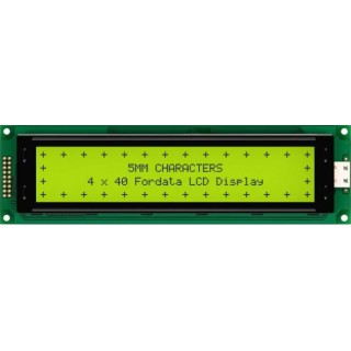 Fordata LCD Alphanumeric Display, 4 x 40 Character Matrix, LED Backlight, Green/Yellow, FC4004A00-FHYYBW-51SE