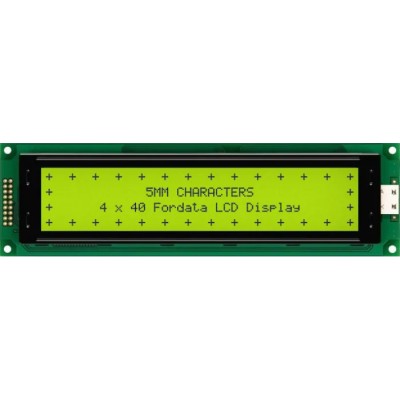 Fordata LCD Alphanumeric Display, 4 x 40 Character Matrix, LED Backlight, Green/Yellow, FC4004A00-FHYYBW-51SE