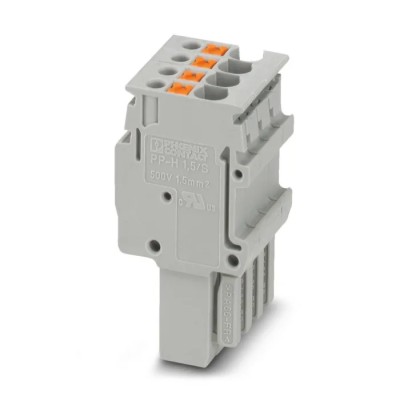 Phoenix Contact DIN Plug 4-Way Push-In, 16AWG–26AWG, 17.5A, Polyamide, Grey, 500V 3212536
