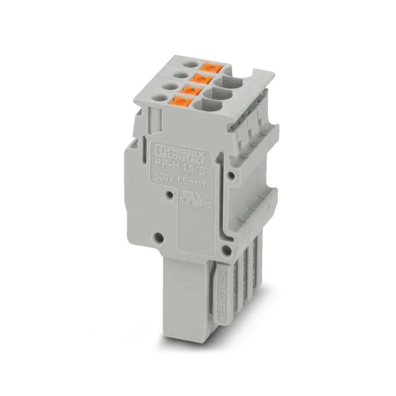 Phoenix Contact DIN Plug 4-Way Push-In, 16AWG–26AWG, 17.5A, Polyamide, Grey, 500V 3212536