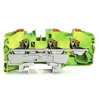 WAGO Earth Terminal Block, Green/Yellow, 16mm², 800V, 75A, Cage Clamp, ATEX, IECEx, 1-Level 2216-1307