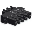 WAGO 770 Series Lighting Connector, Male/Female Cage Clamp, 5-Pole, 25A, 5-Way, IP20, 400V, Black 