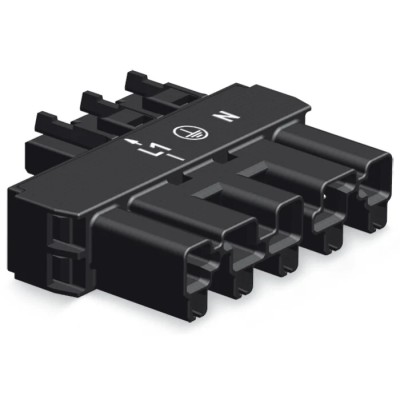 WAGO 770 Series Lighting Connector, Male/Female Cage Clamp, 5-Pole, 25A, 5-Way, IP20, 400V, Black 