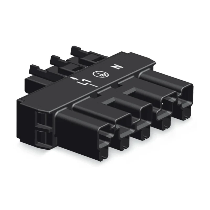 WAGO 770 Series Lighting Connector, Male/Female Cage Clamp, 5-Pole, 25A, 5-Way, IP20, 400V, Black 