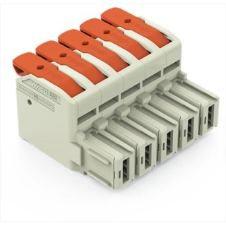 WAGO Pluggable Terminal Block, 5-Contact, 10.16 mm Pitch, 1 Row, 832-1105